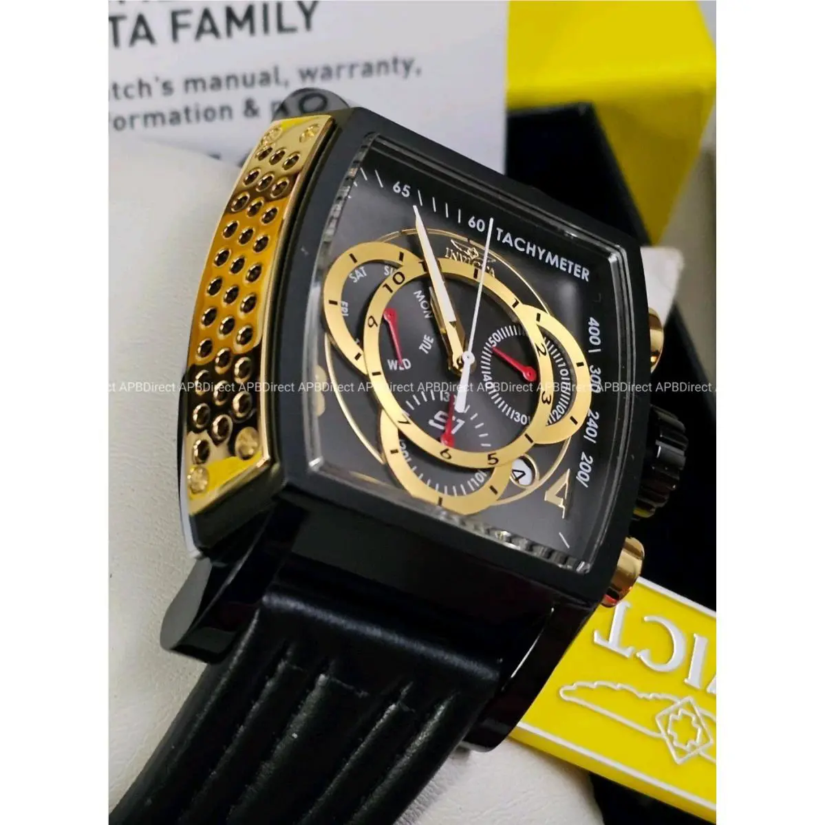 Invicta S1 Rally Swiss Z60 Chronograph Black / Gold Dial Leather Mens Watch