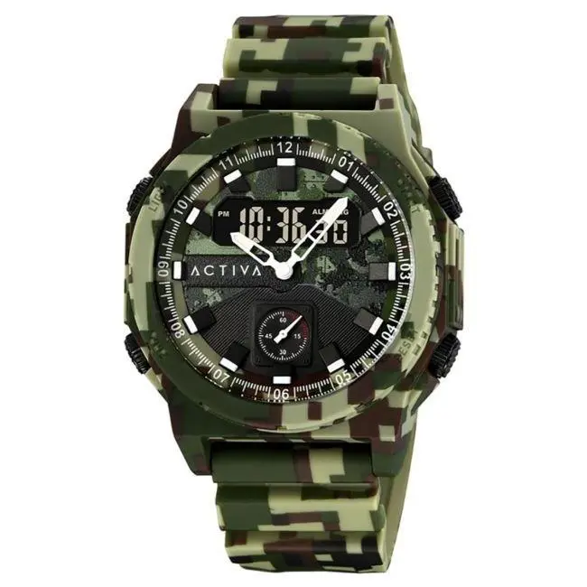 Activa X Invicta Men s Digital Watch 47mm Camouflage Green Outdoor Style Model