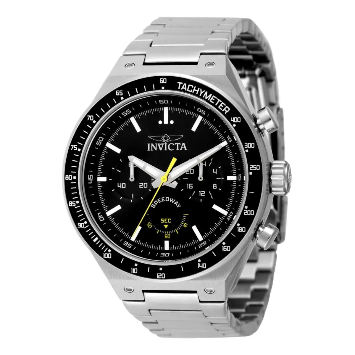 Invicta Mens Speedway Gearshift 44mm Chronograph Black Dial SS Watch 49376