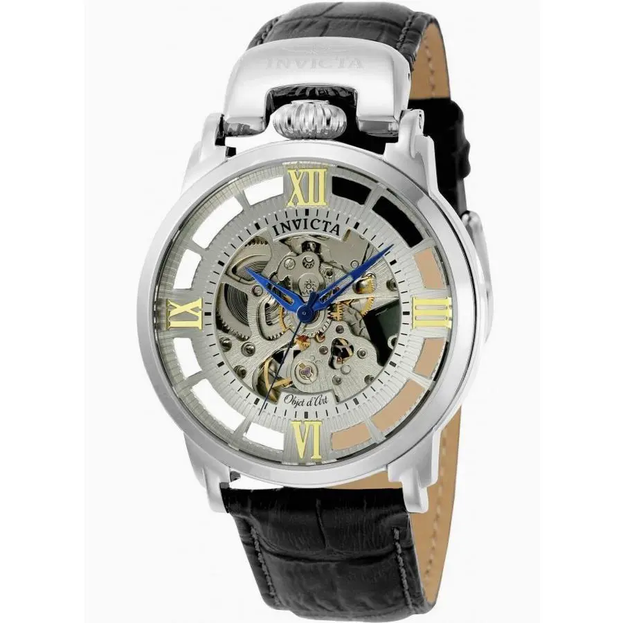 Invicta 22613 Objet D Art Skeleton Automatic Watch Steel Leather 42MM D