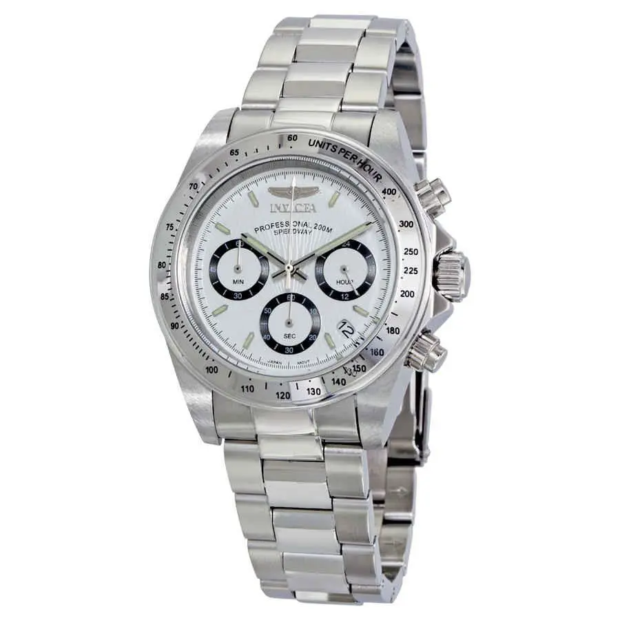 Invicta Speedway Men`s Watch 9211 - White, Dial: White, Black, Band: Silver