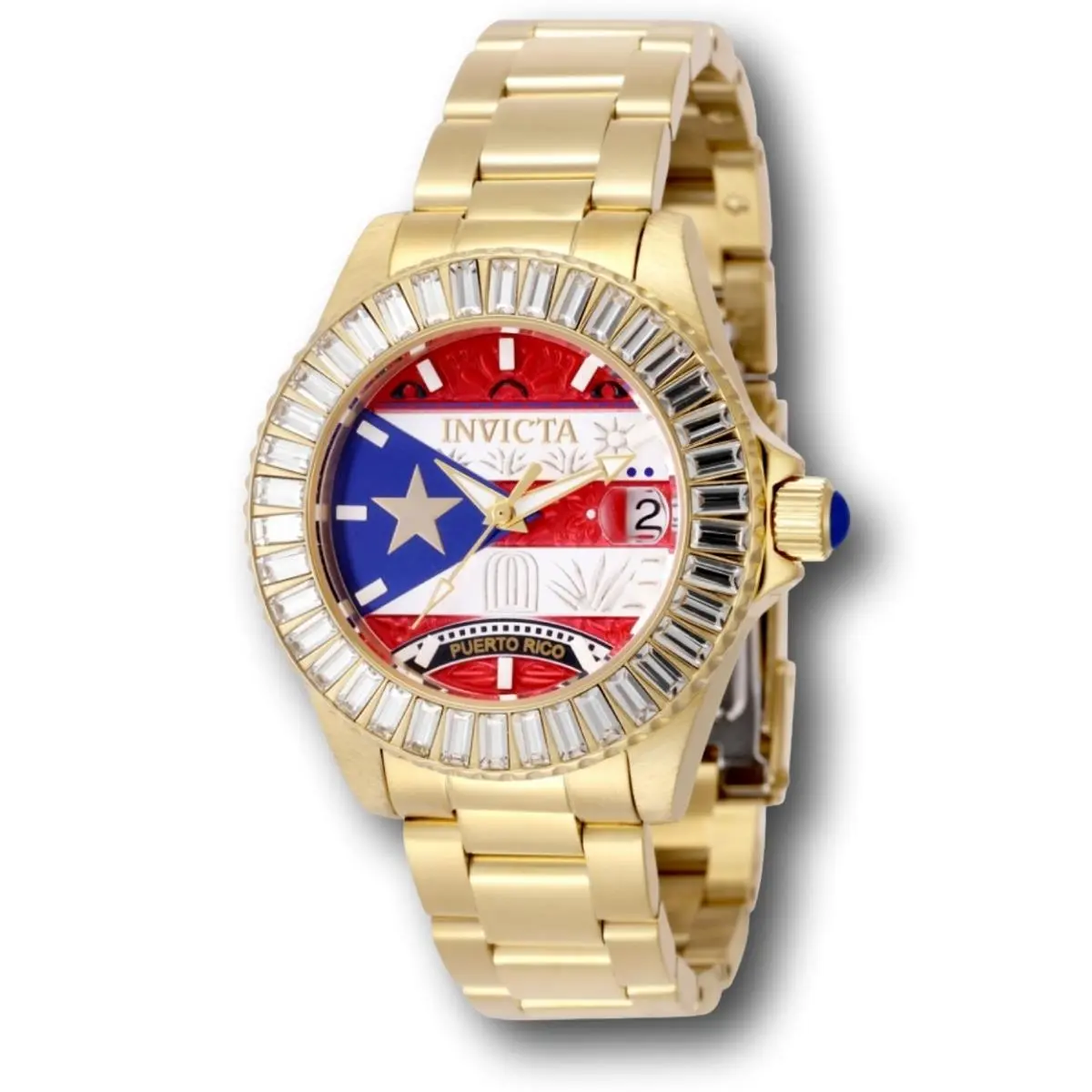 Pro Diver Puerto Rico Edition Lady 38mm Gold 38 Crystals Watch 49615 by Invicta
