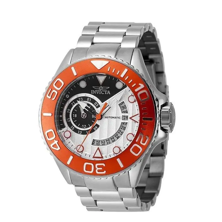 Invicta Automatic Grand Diver Silver Dial Orange Bezel Men`s Miyota Watch-48424