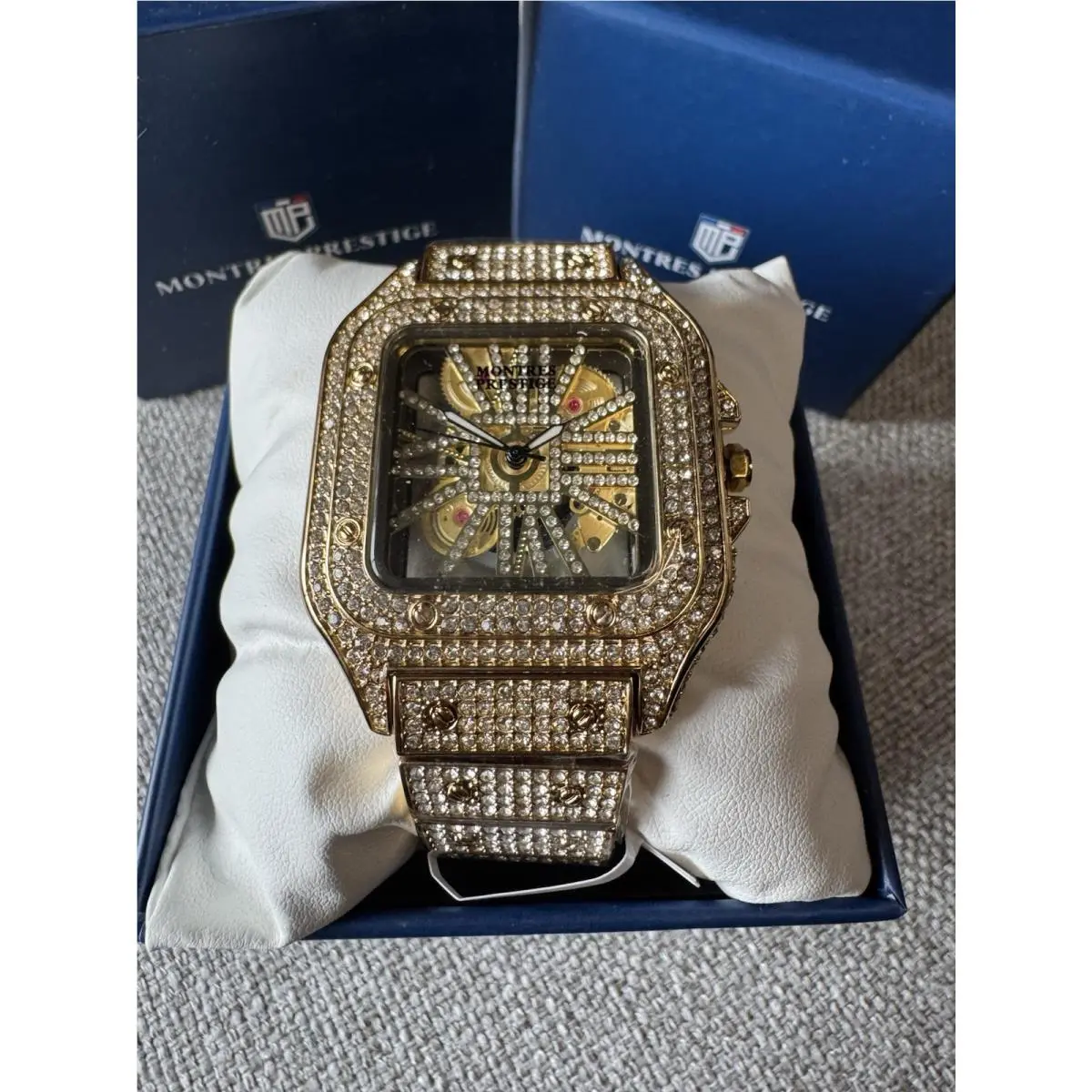 Montres Prestige Lucent X Invicta Mens Skeleton Watch 42mm Gold MPW-0135 - Dial: Gold, Band: Gold