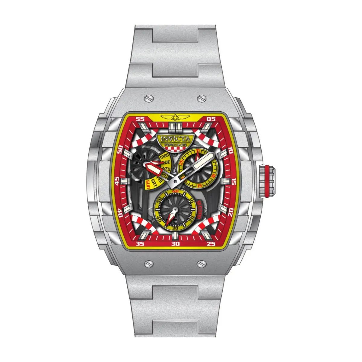 Invicta Racing Men Stainless Steel Steel Black+red+yellow Dial VD86