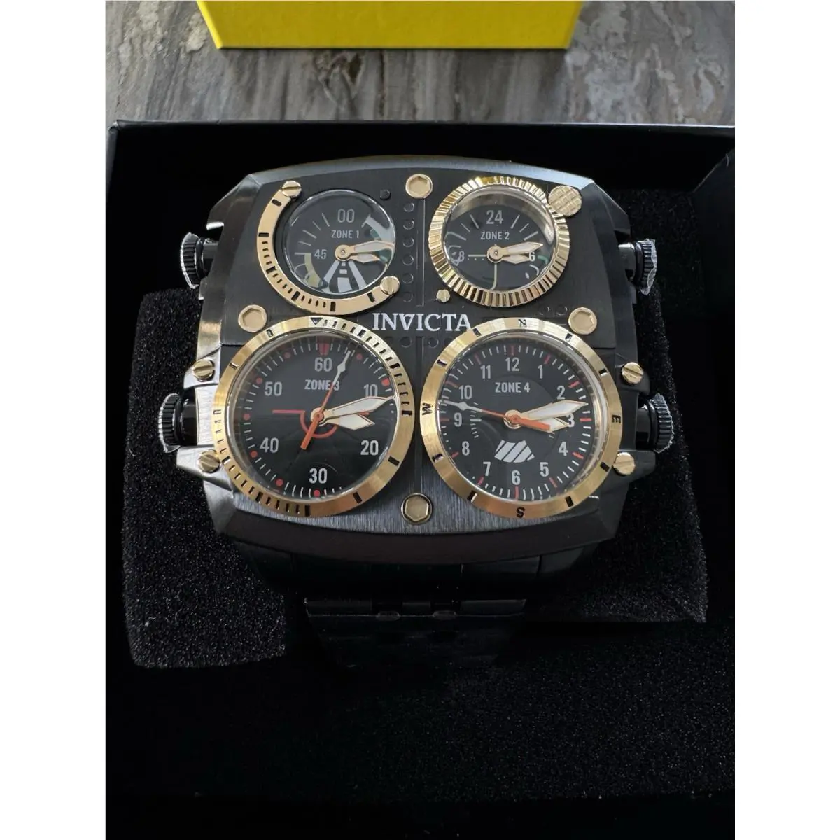 Invicta Aviator Zulu Time 4 Zone Men`s Watch - 50mm Black 49606