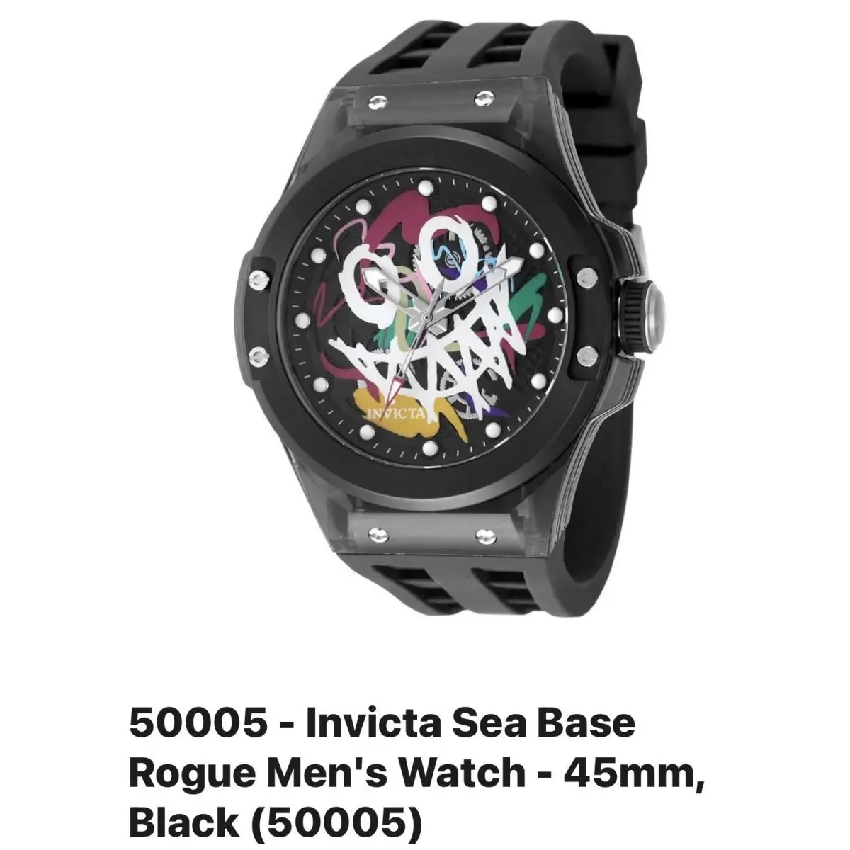 Invicta Sea Bass Rogue Mens Watch Graffiti Dial 45mm 50005