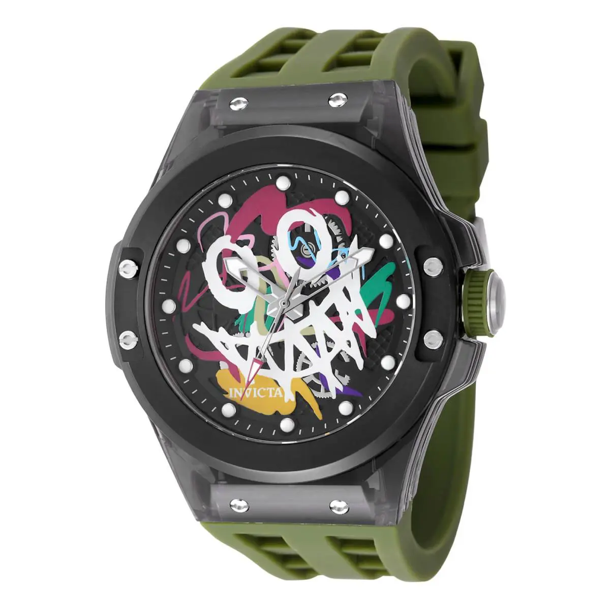 Invicta Men`s Watch Sea Base Rogue Iridescent and Black Dial Green Strap 50006