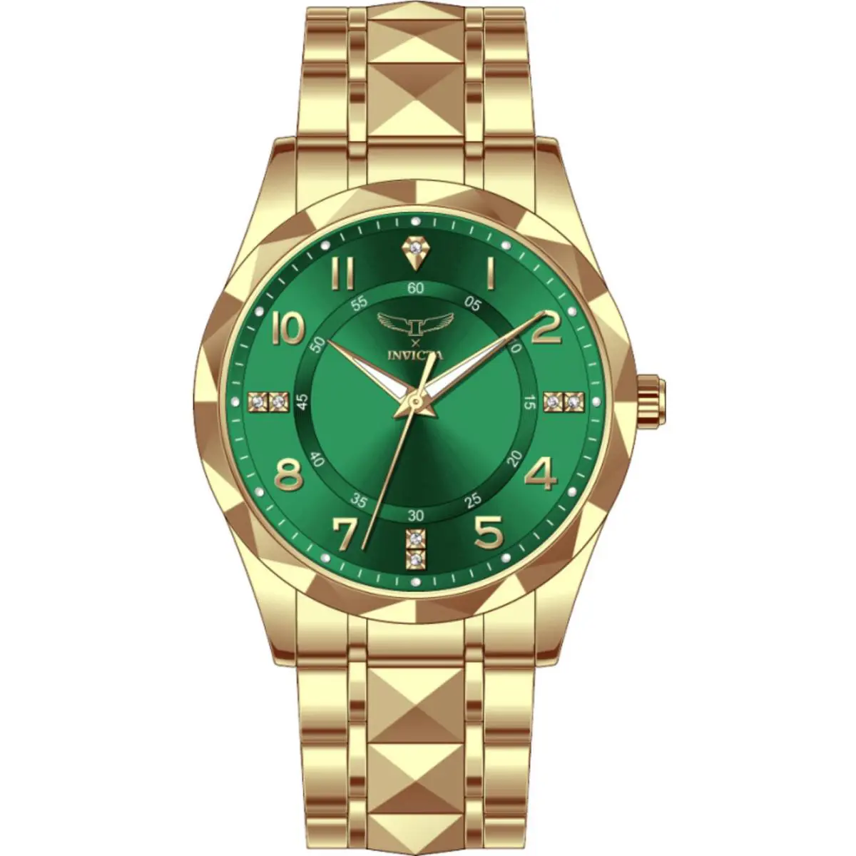 Invicta Men`s Watch Specialty I by Invicta Green Dial Yellow Gold Bracelet 69021
