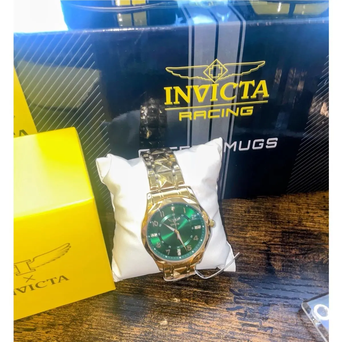Invicta Specialty 41mm Gold Plated Green Dial Crystal Accents Mens Watch 69021