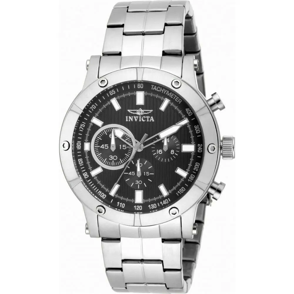 Invicta Specialty 18161 Men`s Round Black Chronograph Stainless Steel Watch