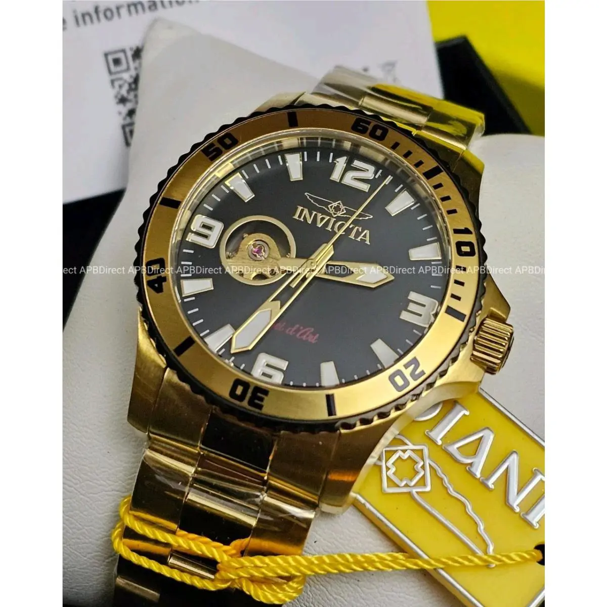 Invicta Objet D`art - Open Heart Automatic Gold Case Bracelet Mens Watch