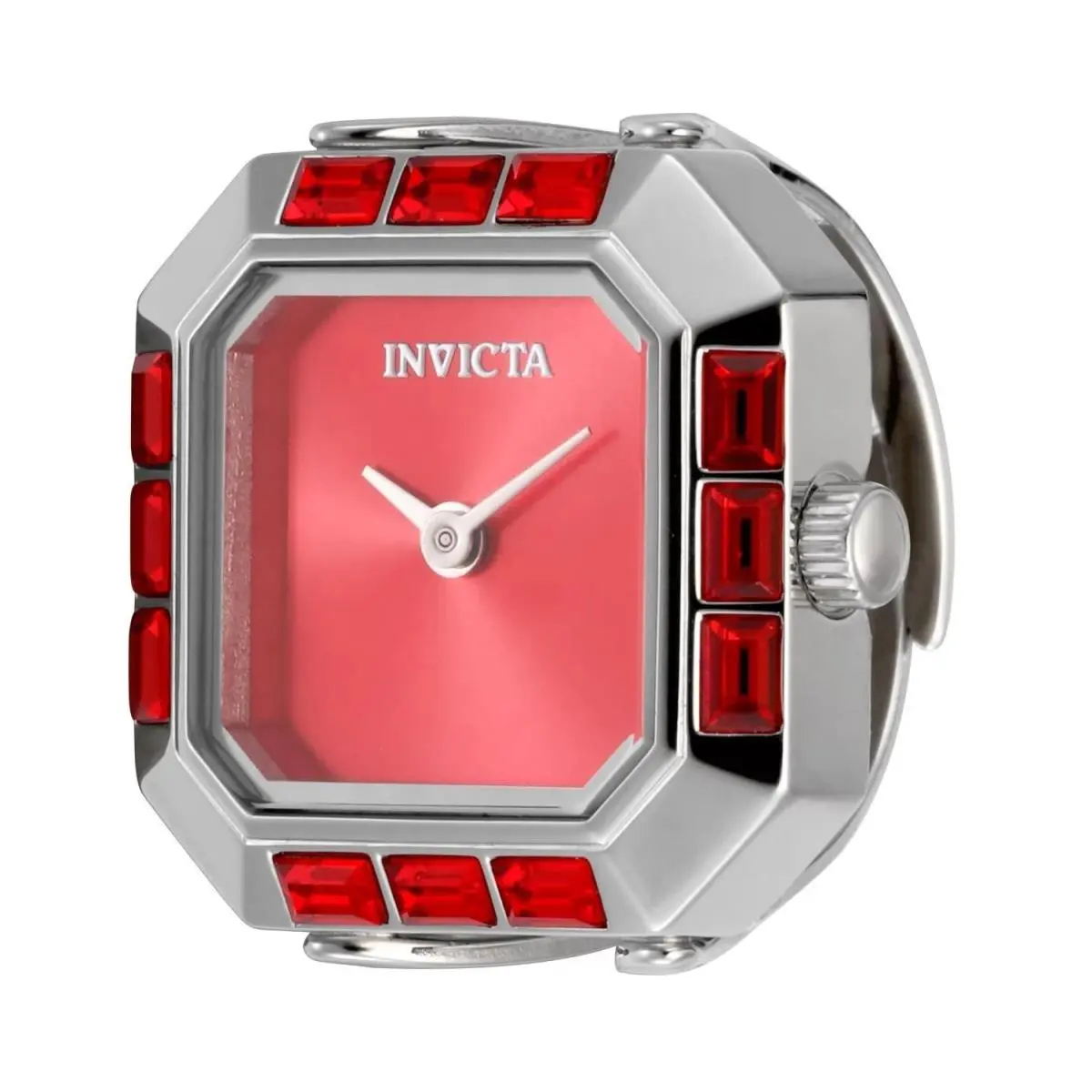 Invicta Women`s Mini Ring Watch Angel Red Dial Stainless Steel Bracelet 49582