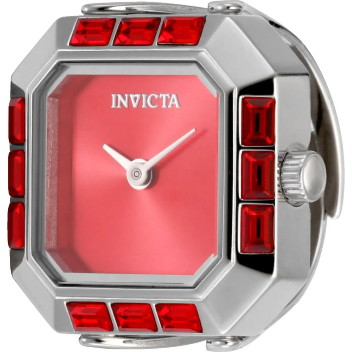 Invicta Women`s Mini Ring Watch Angel Red Dial Stainless Steel Bracelet 49582