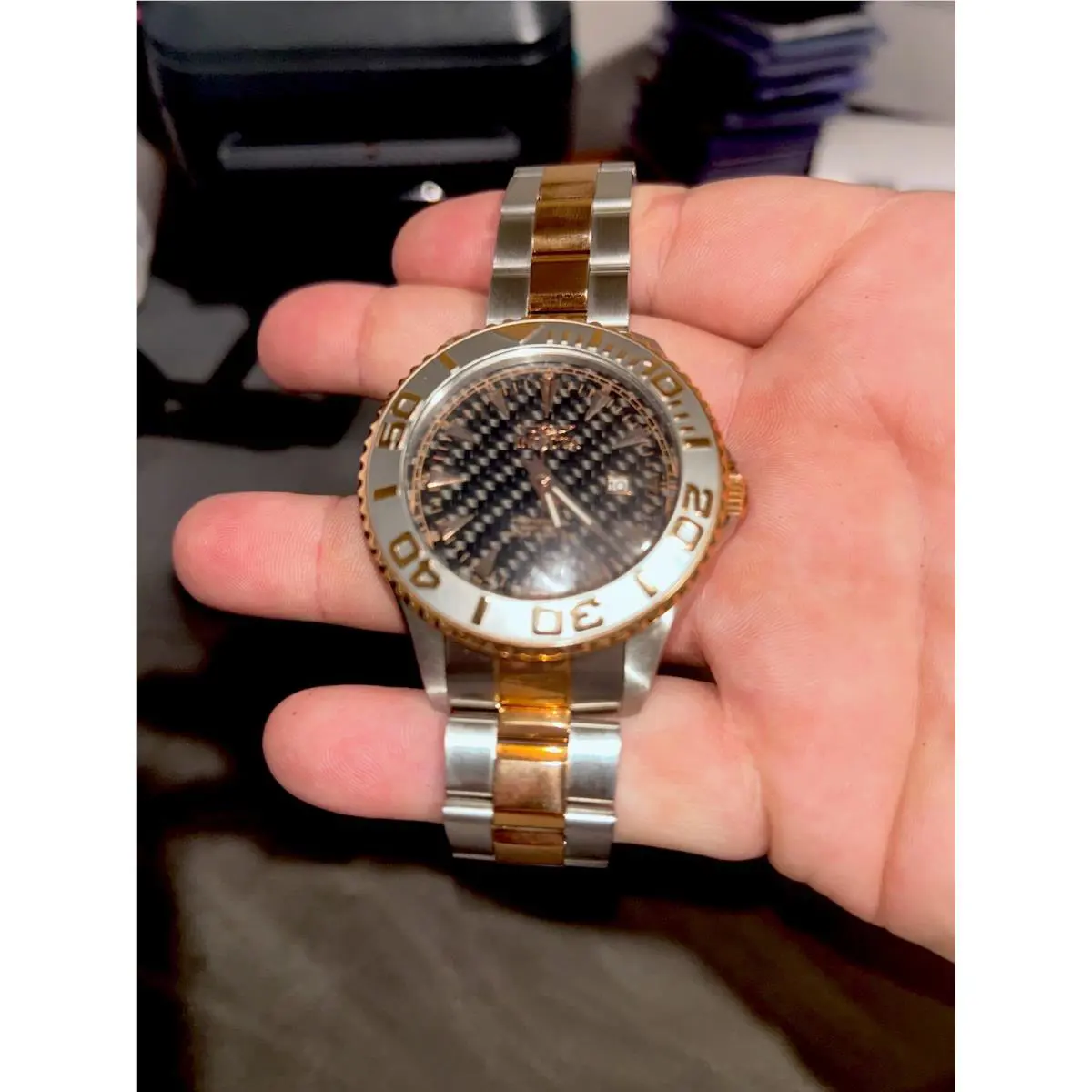 Invicta Quartz Pro Diver Men`s 47MM Watch 15168 Steel Brown Silver