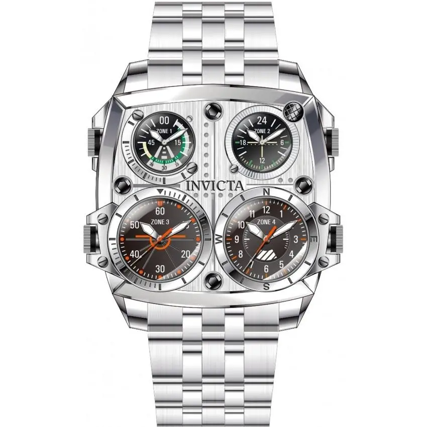Invicta 49605 Aviator Zulu Time 50mm Men`s Watch - Dial: Metal, Band: Steel