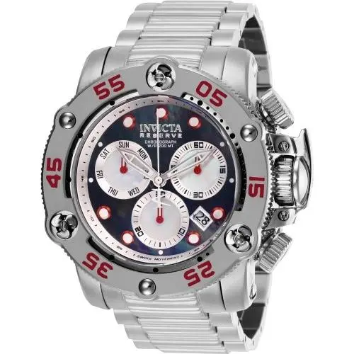 Mens Reserve Propeller Sea Hunter Swiss Chronograph Silver Tone SS Watch by Invicta
