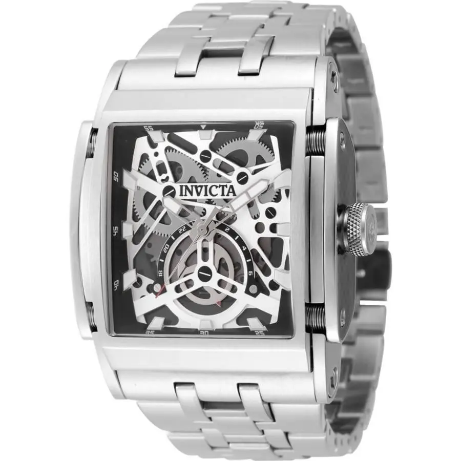 Invicta Speedway Quartz Silver and Black Dial Men`s Watch 47719 - Dial: Transparent and Silver and Black, Band: Silver-tone, Bezel: Silver-tone