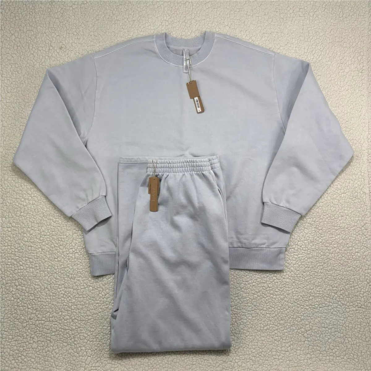 Skims Boyfriend Fleece Crewneck Baggy Sweatpants Set Zen Blue Womens L/xl