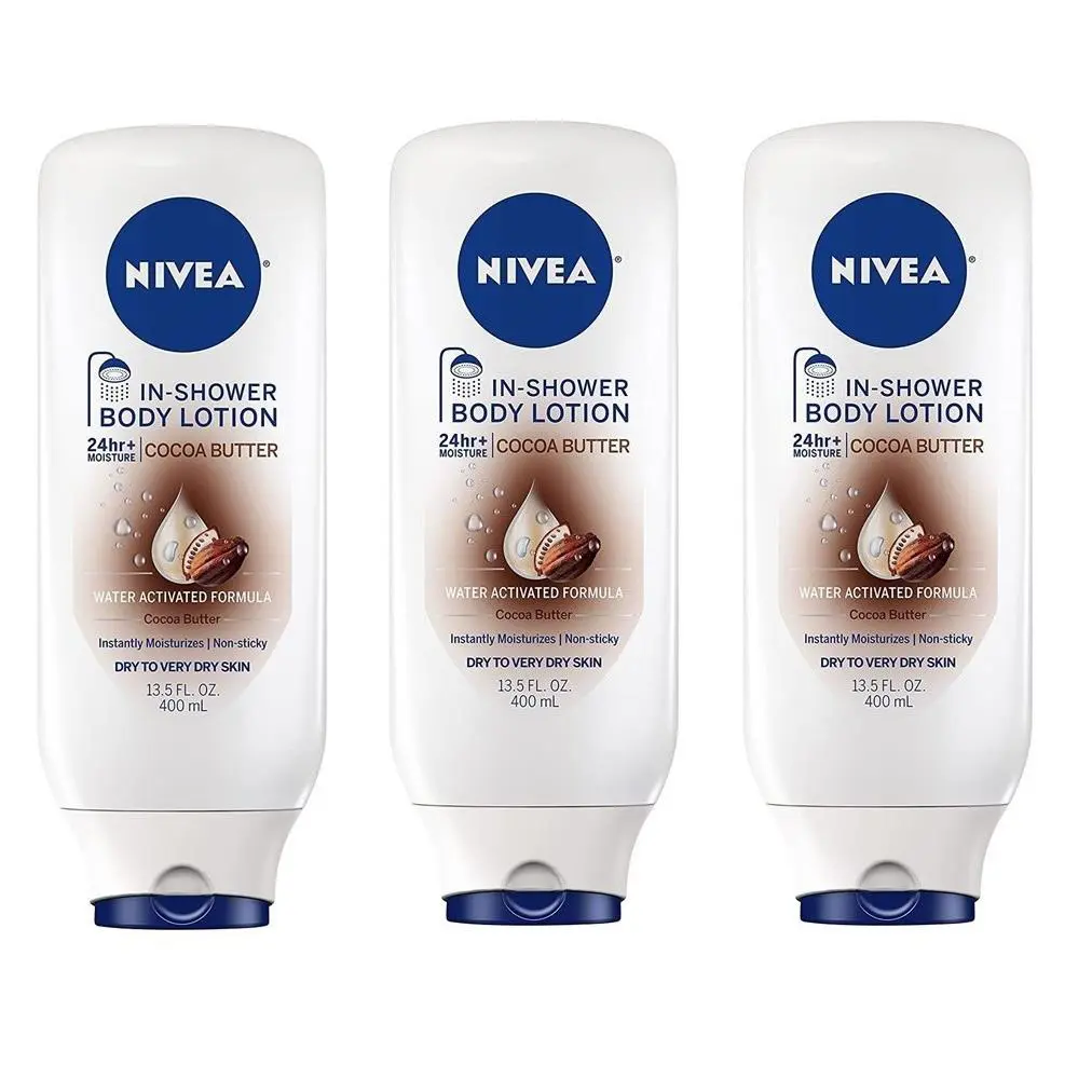 Nivea Lotion In-shower Cocoa Butter 13.5oz Dry To Very Dry X 3 Packs