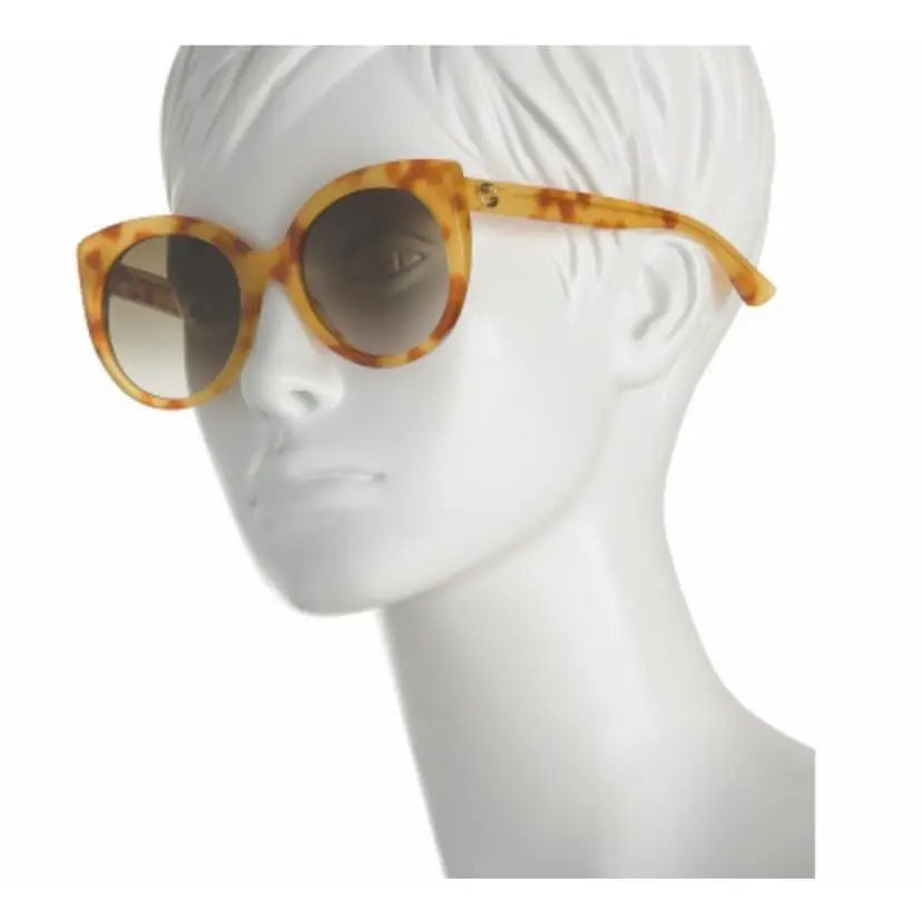 Gucci Women Cat Eye Yellow Havana 55mm Sunglasses with Case