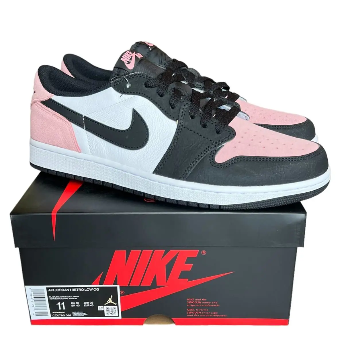 Nike Air Jordan 1 Retro Low OG Size 11 Men`s Shoes Bleached Coral CZ0790-061 - Multicolor