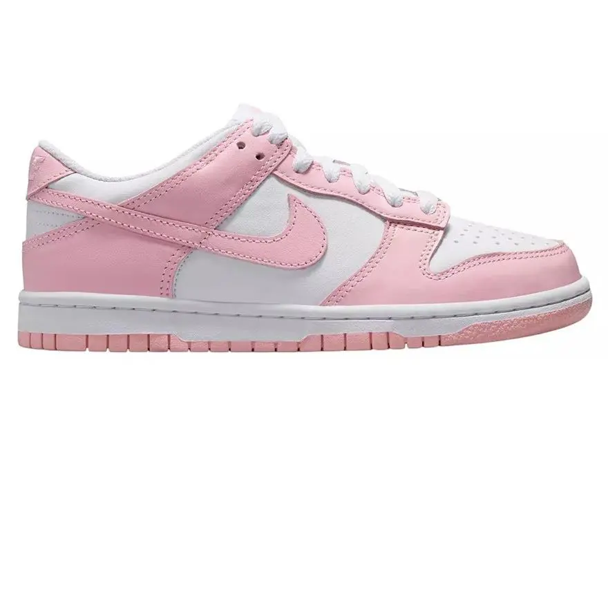 Big Kid`s Nike Dunk Low White/med Soft Pink-white FB9109 125 - White/Med Soft Pink-White