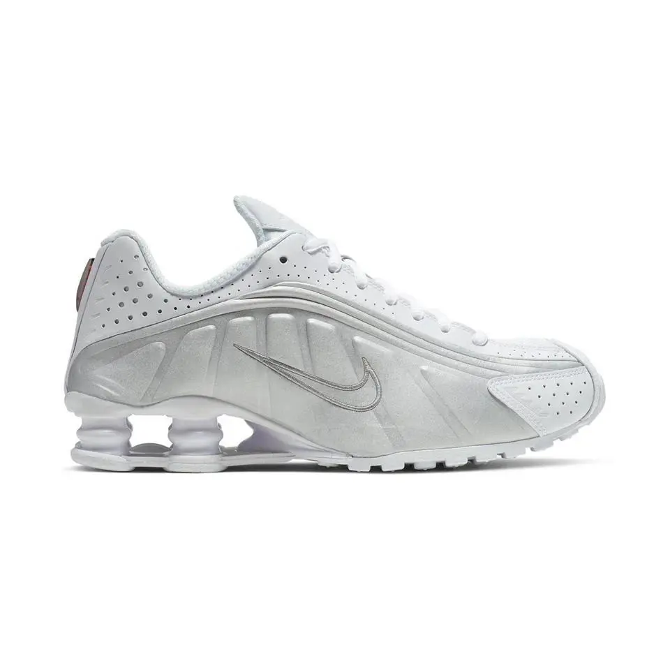 Nike Womens W Shox R4 Running Shoes AR3565 101 - WHITE/WHITE METALLIC SILVER