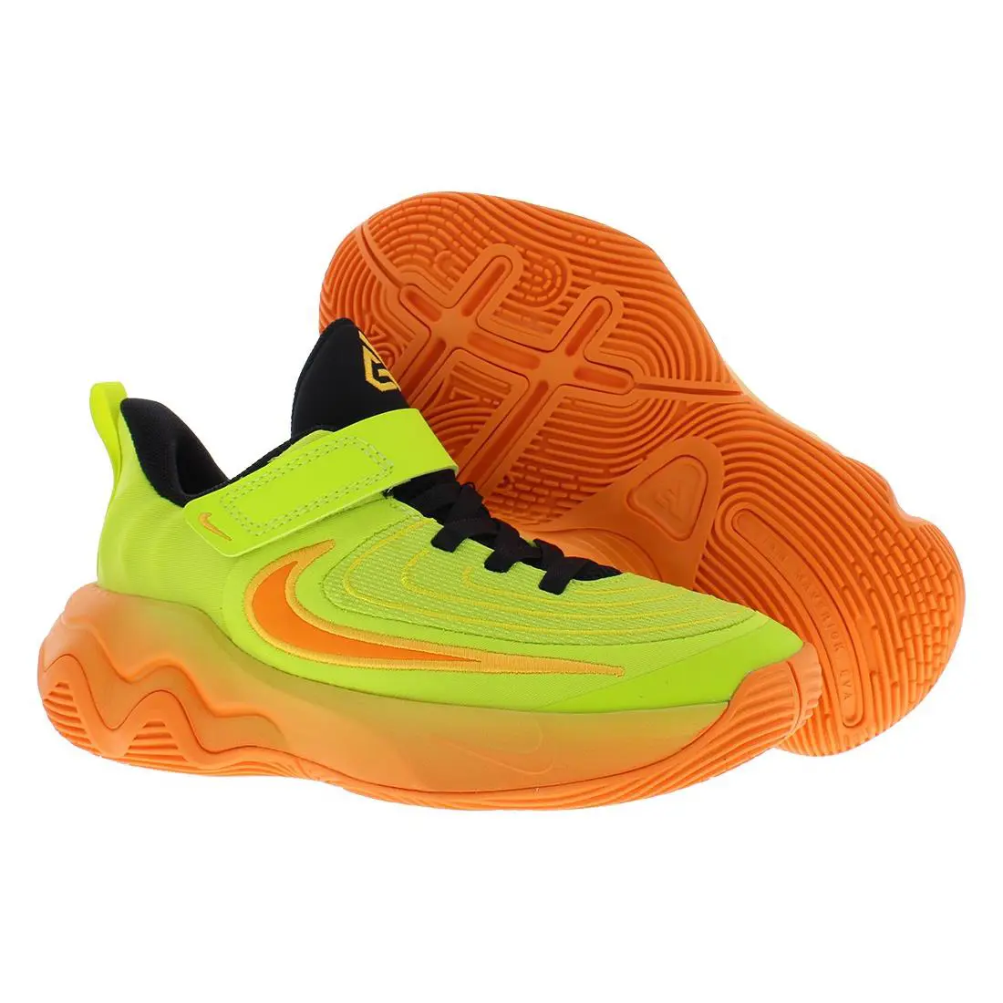 Nike Giannis Immortality 4 PS Boys Shoes - Cyber/Bright Mandarin/Sundial, Main: Yellow