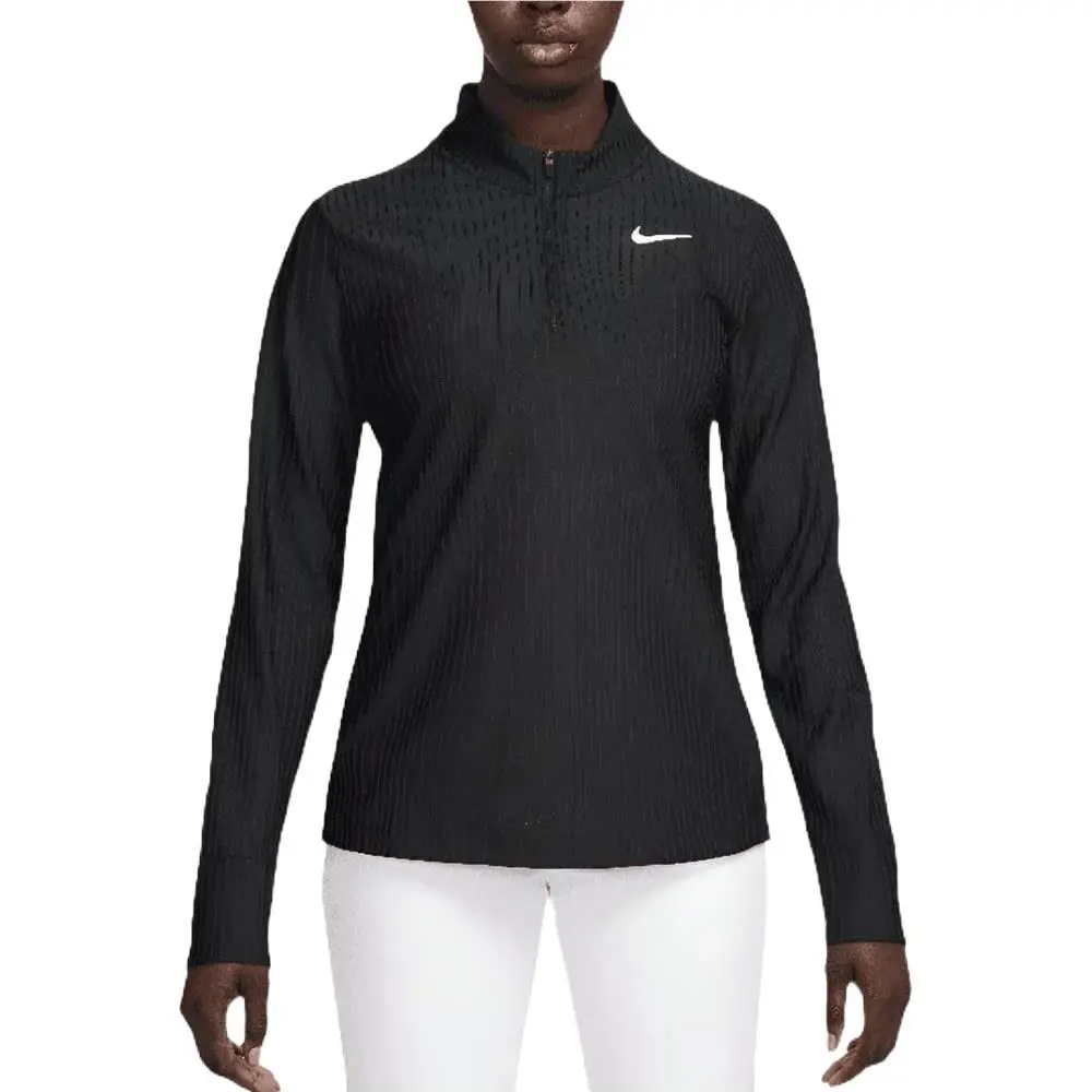 Nike Women Dri-fit Adv Tour 1/2 Zip Golf Pullover Black/white - FA25 - Black, White