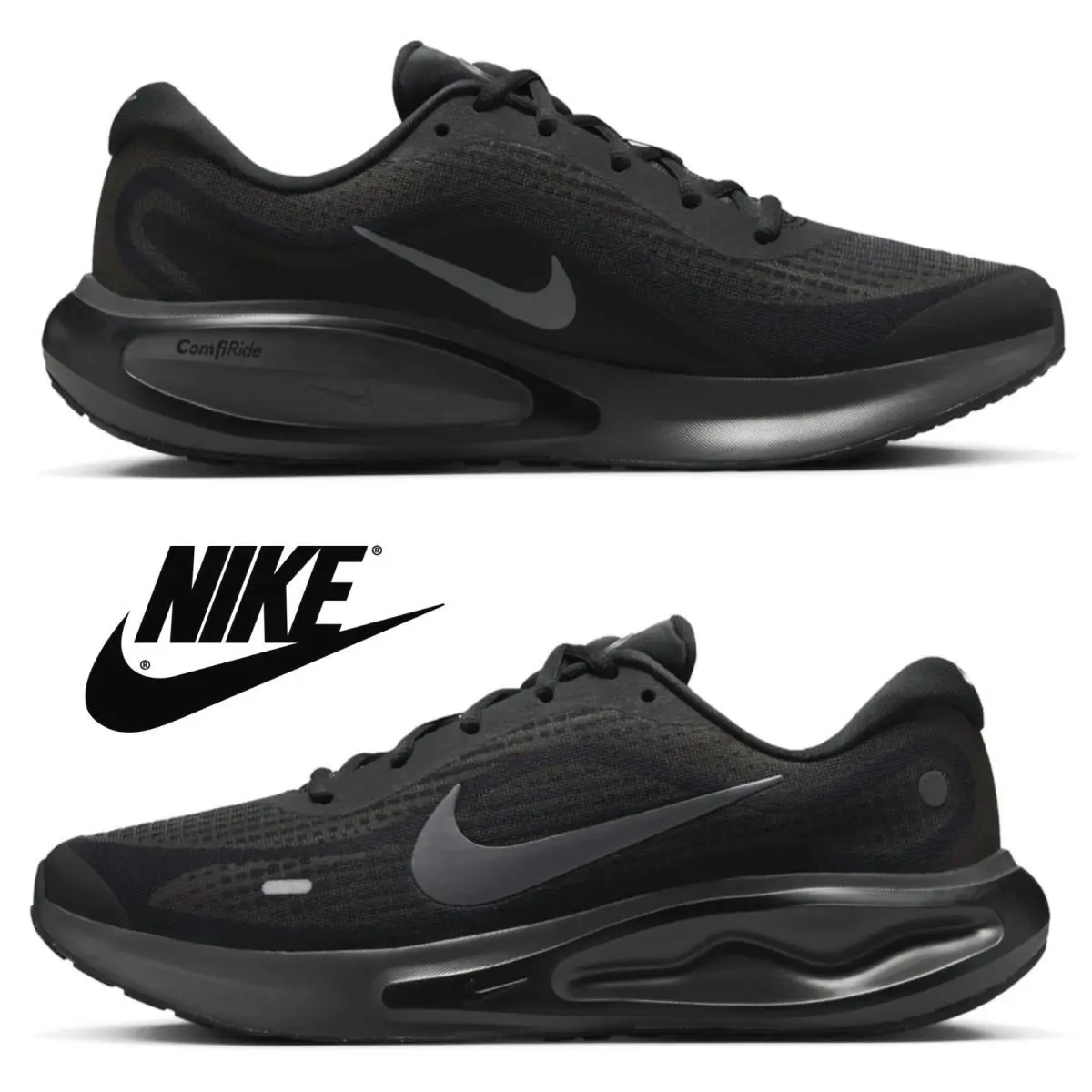 Nike Journey Run Men`s Sneakers Running Casual Athletic Shoes Comfort Trainers - Black, Maufacturer: Med Ash/Black/Smoke Grey