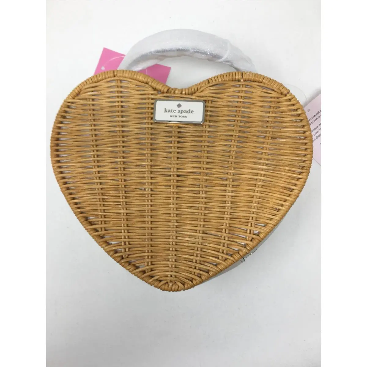 Kate Spade Love Shack Heart Crossbody Bag Purse Wicker Parchment