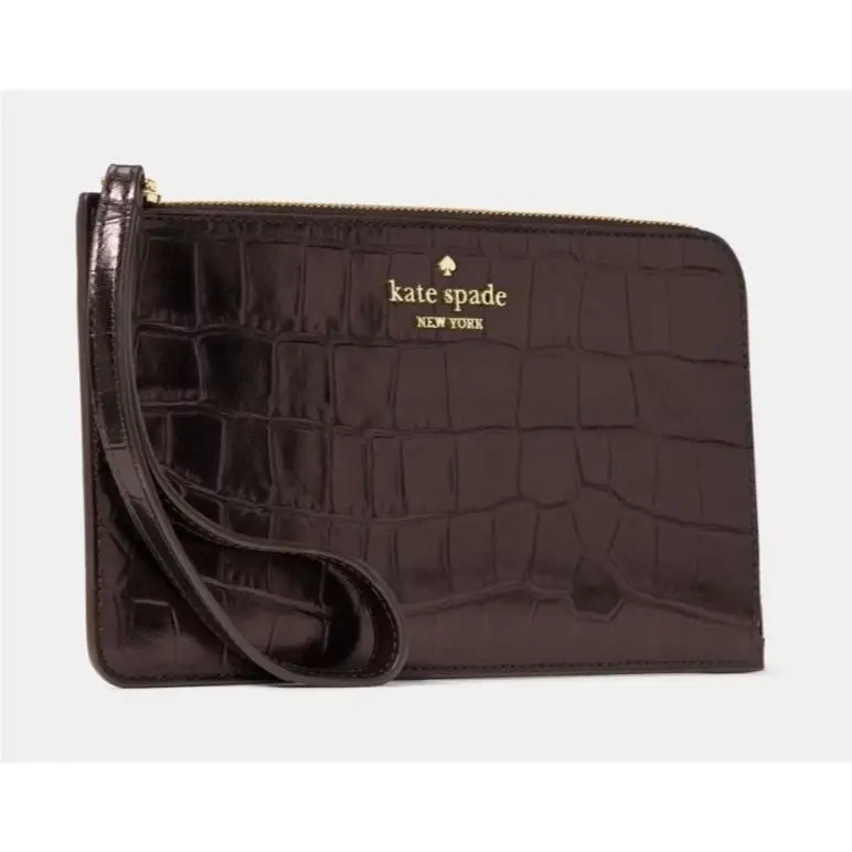 Kate Spade Lucy Croc Embossed Medium L-zip Wristlet