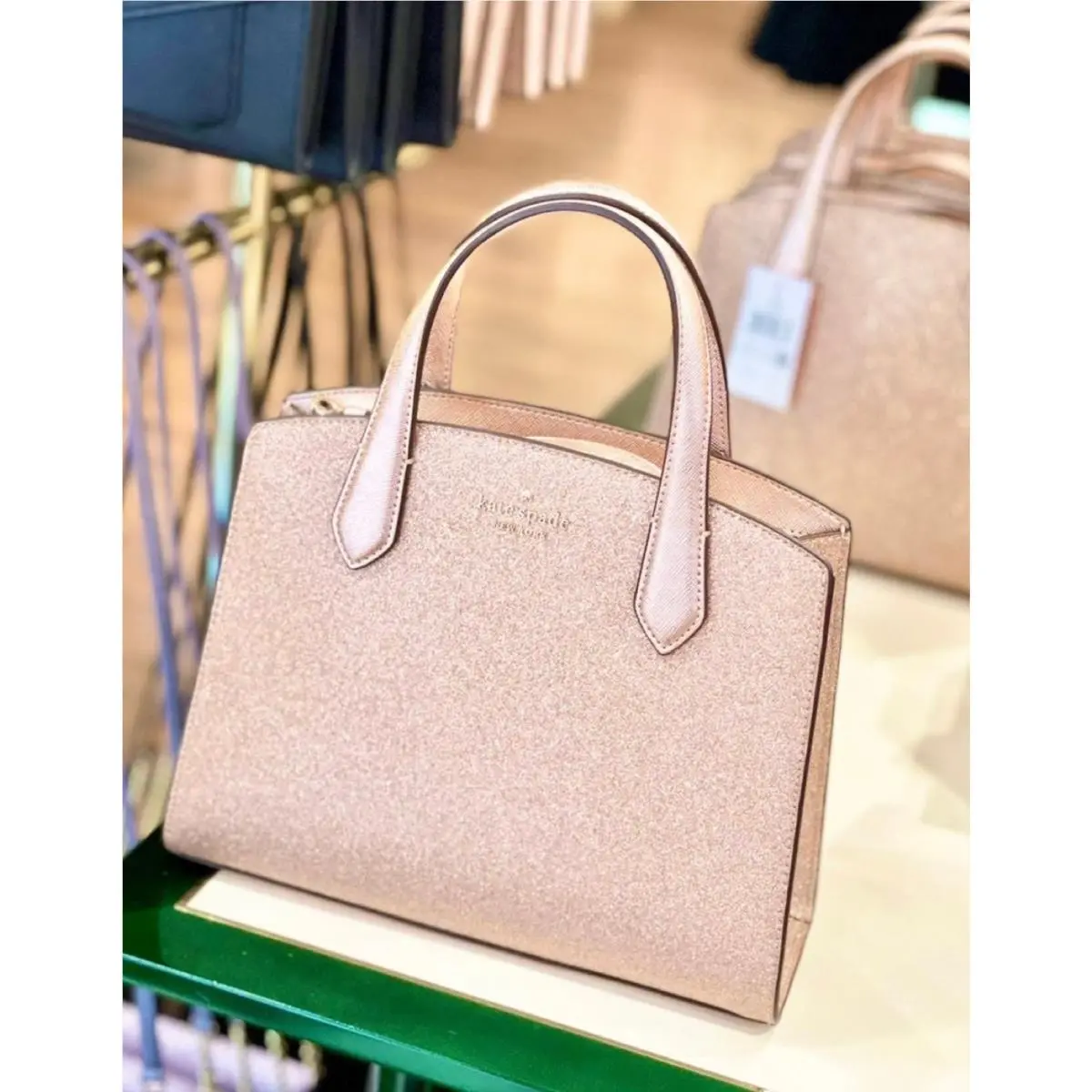 Kate Spade Satchel Tinsel Glitter Purse- Rose Gold