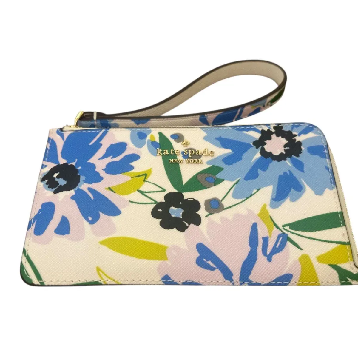 Kate Spade Lucy Festival Floral Wristlet- Floral Pattern- Blues Green Lavender