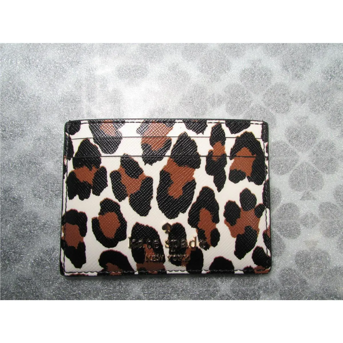 Kate Spade Pvc Madison Spotted Leopard Card Case KH780 Cream Multi