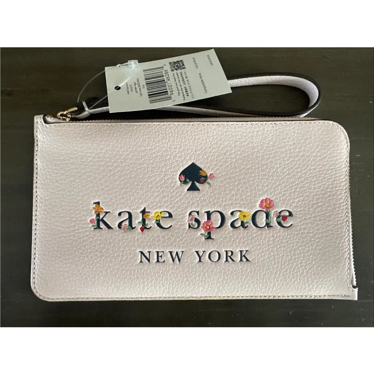 Kate Spade New York Blush Pink Garden Logo Flower Wristlet