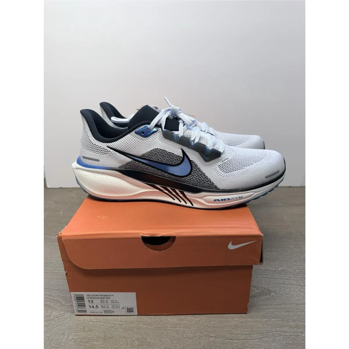 Nike Air Zoom Pegasus 41 White Blue Black Men’s Running Shoes Size 13