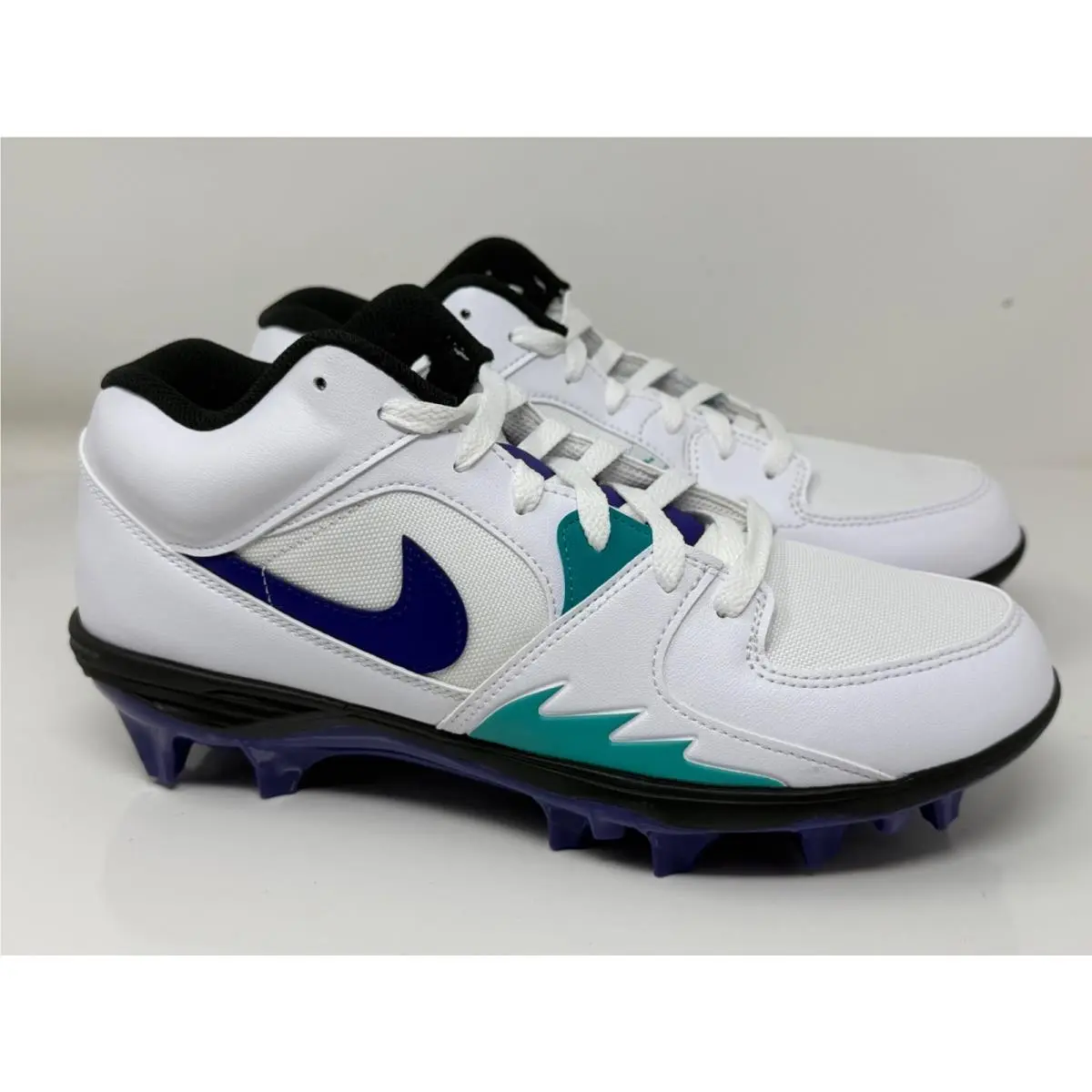 Nike Air Jordan Stadium 90 Football Cleat Mens 9.5 White Grape NO Lid HQ0210 105