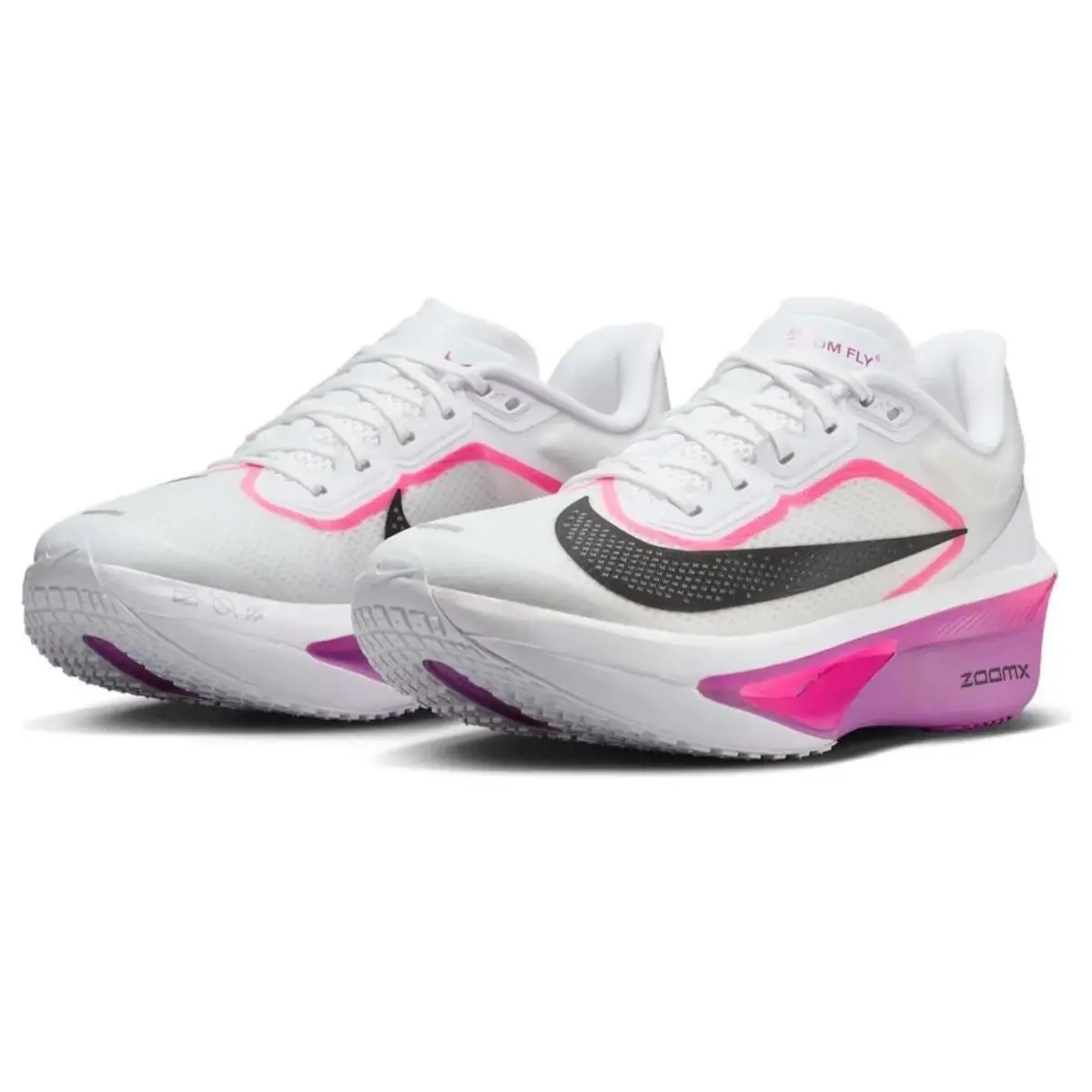 Nike Women`s Zoom Fly 6 White Black-vivid Grape Size 8 - White/Black-Vivid Grape