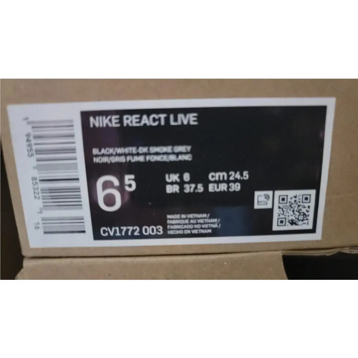 Nike shoes - Nike React Live - React Live - CV1772-003 - Black/White-DK Smoke Grey (UPC: 194955853221) 9