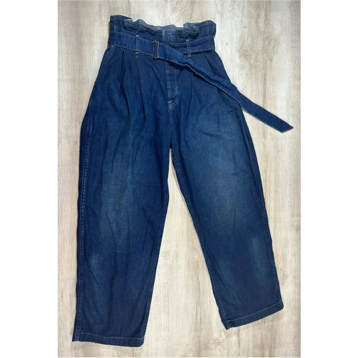 Polo Ralph Lauren Womens Jeans Blue 29 Pleated High Rise Paperbag Waist Denim