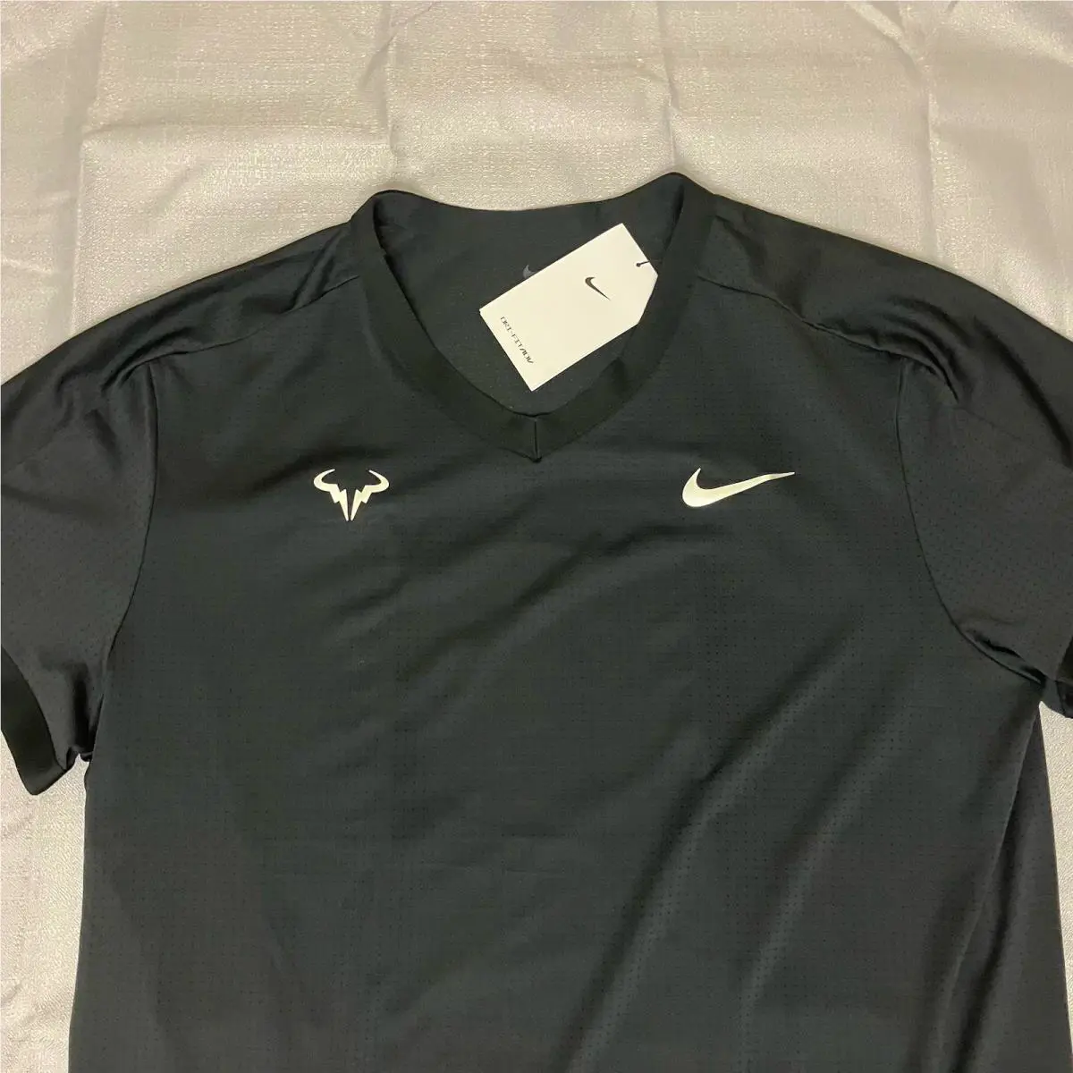 Nike clothing - Nike Court Rafael Nadal ADV Top - Black Metallic Silver 2