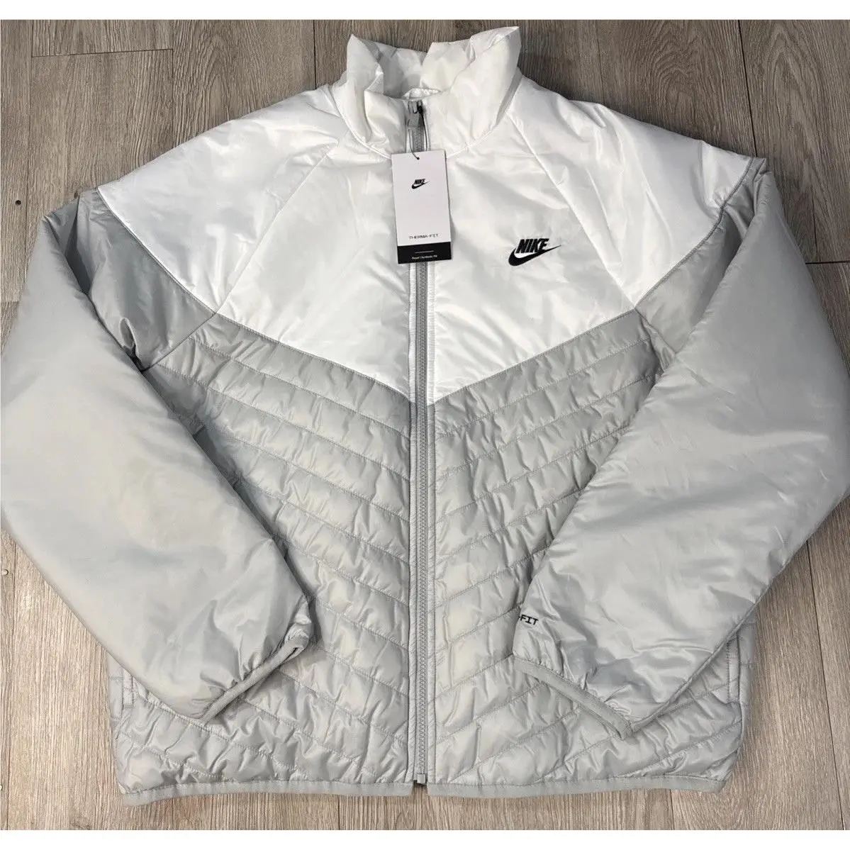 Nike Men’s Repel Therma-fit Puffer Jacket White Silver FB8195-077 Size Large