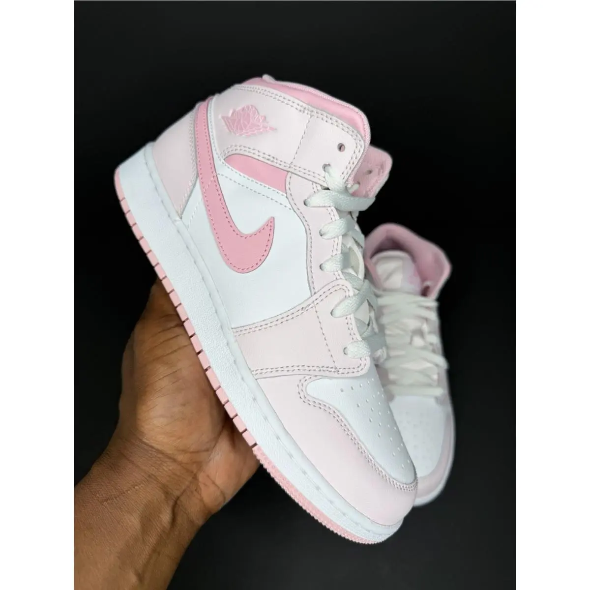 Nike Air Jordan 1 Mid GS Pearl Pink White DQ8423-600 Size 6y Women`s Size 7.5