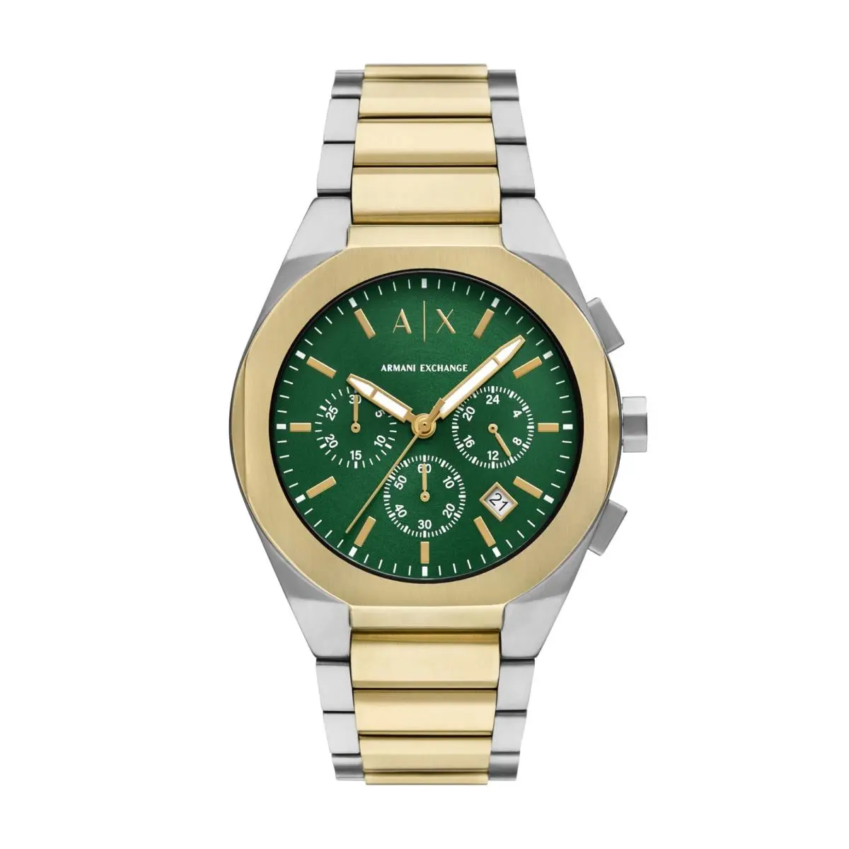 A X Men`s Sync Chronograph Watch Two Tone Tone/green by Armani Exchange
