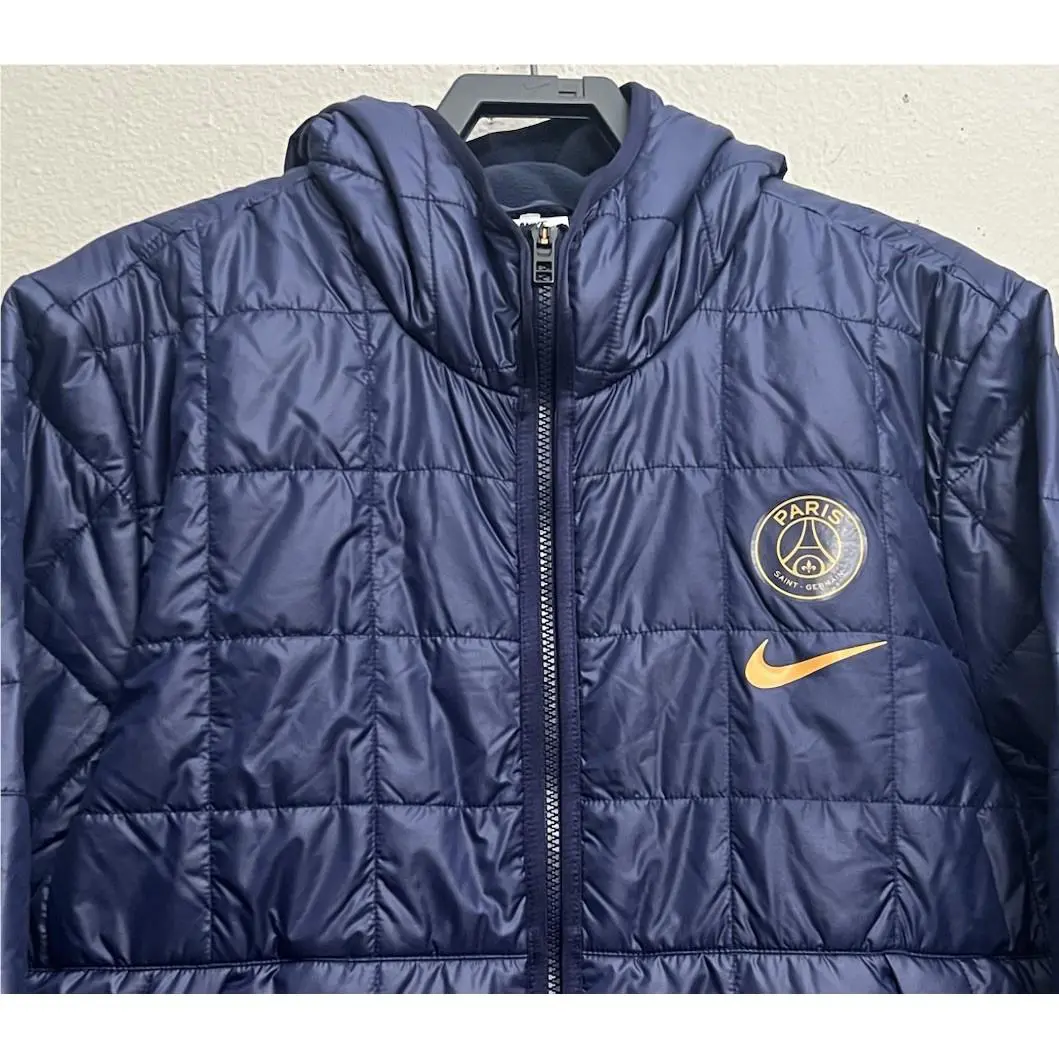 Nike clothing - Nike Paris Saint-Germain Fleece Lined Hooded Jacket - DV4821-498 - Darkened Blue (UPC: 196606238838) 0