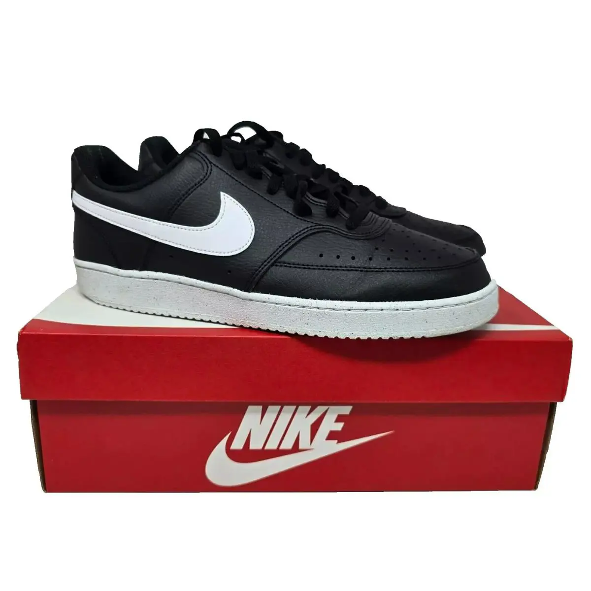 Size 10 Nike Men`s Court Vision Low Sneaker Black/white-photon Dust