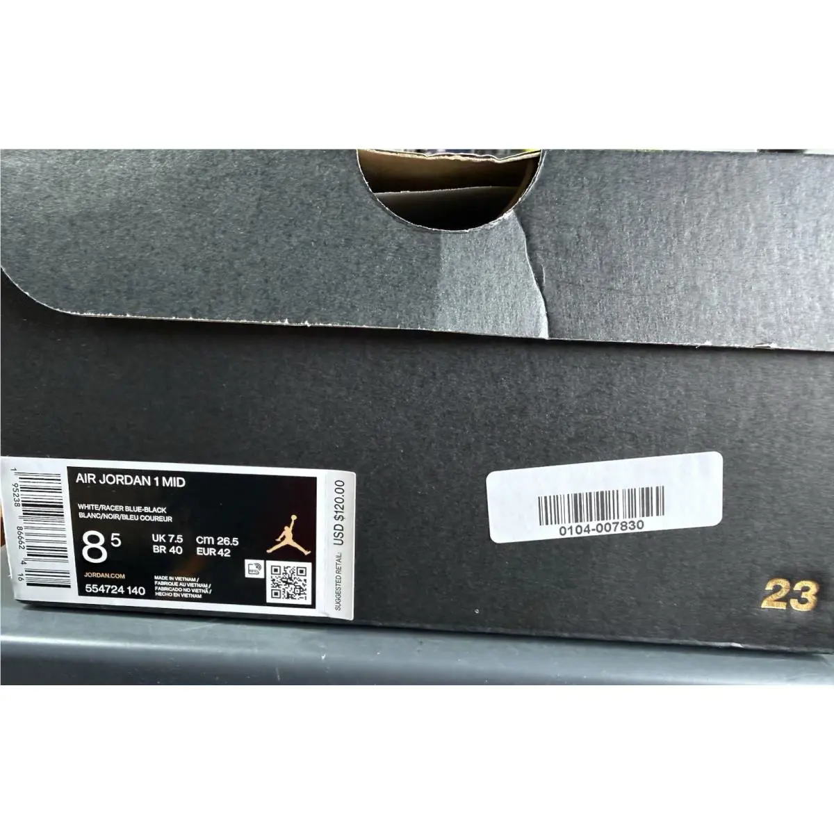 Nike shoes - Jordan 1 Mid - Mid - White/Blue-Black (UPC: 0195238866624) 14
