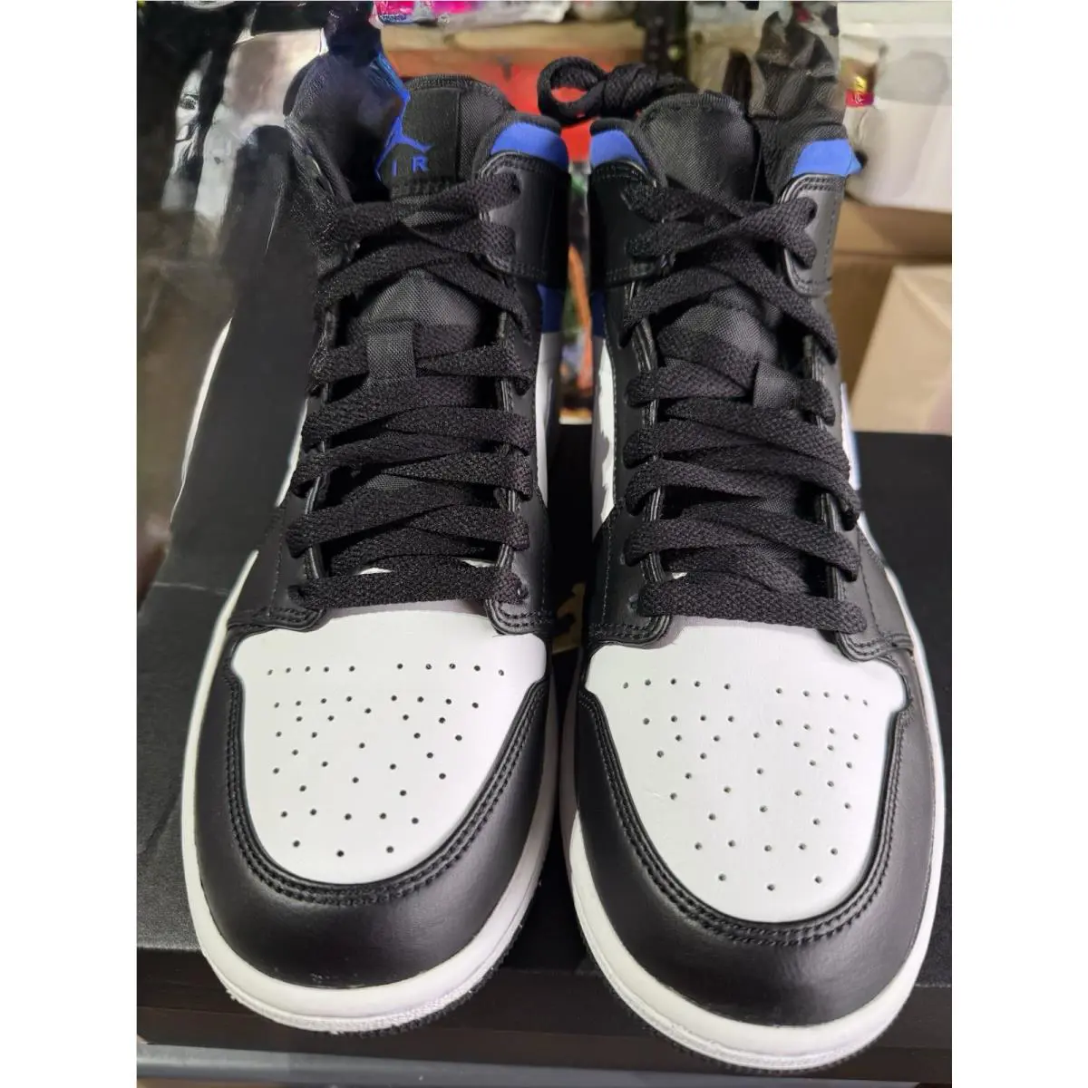 Nike shoes - Jordan 1 Mid - Mid - White/Blue-Black (UPC: 0195238866624) 0